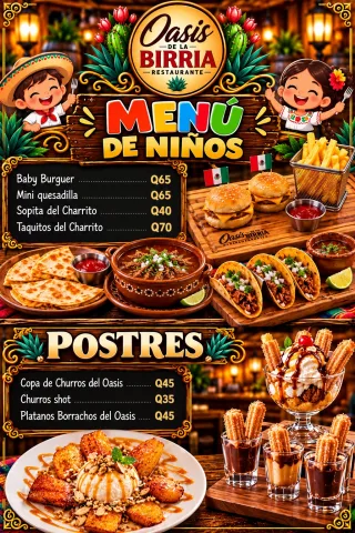 Menú de niños y postres